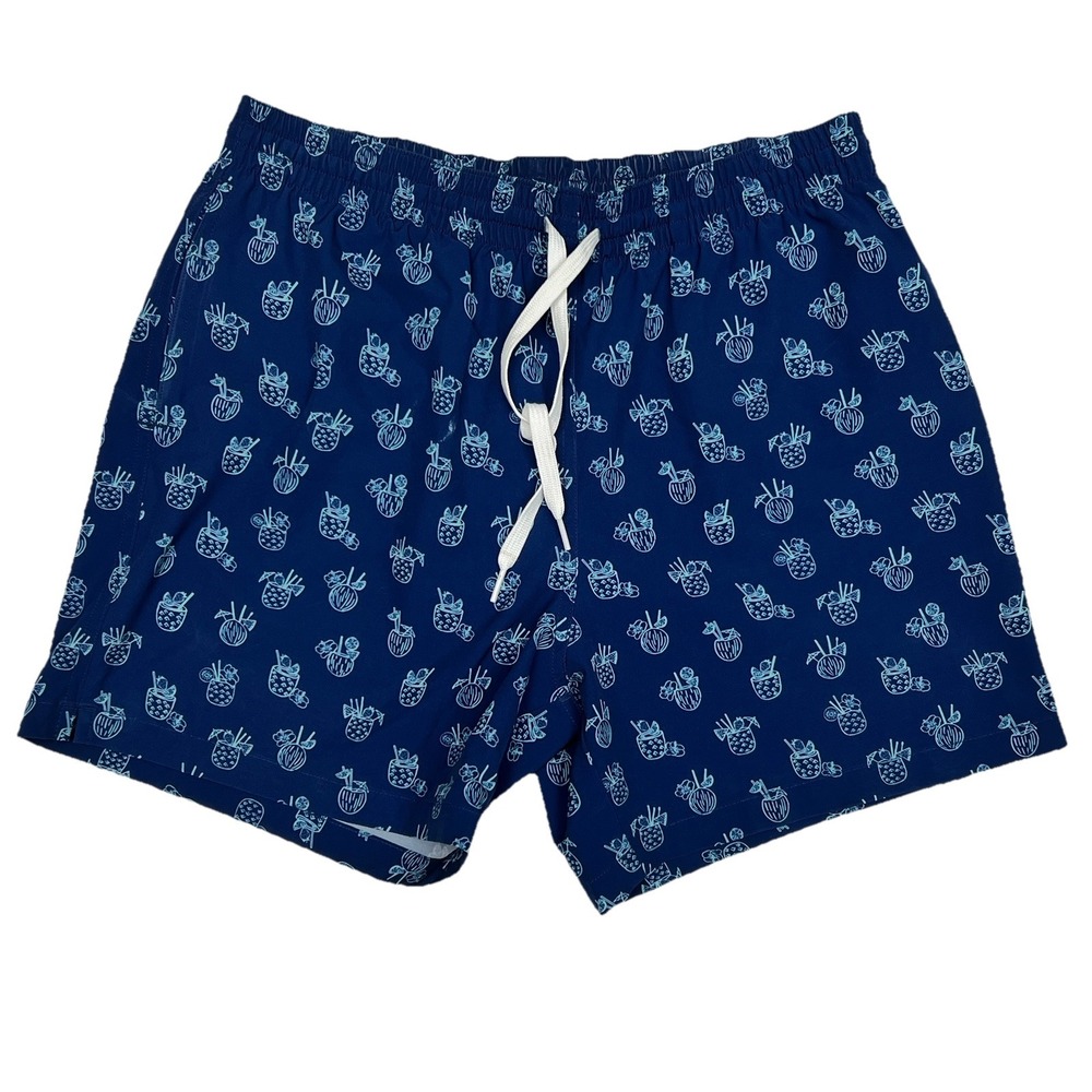 Chubbies Swim Trunks Mens M Blue Pineapple Print 5.5 Inseam Mesh Lined, Pockets